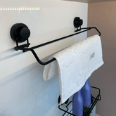 Toalheiro Duplo Com Ventosa Preto Fosco 45cm - Ela Decora
